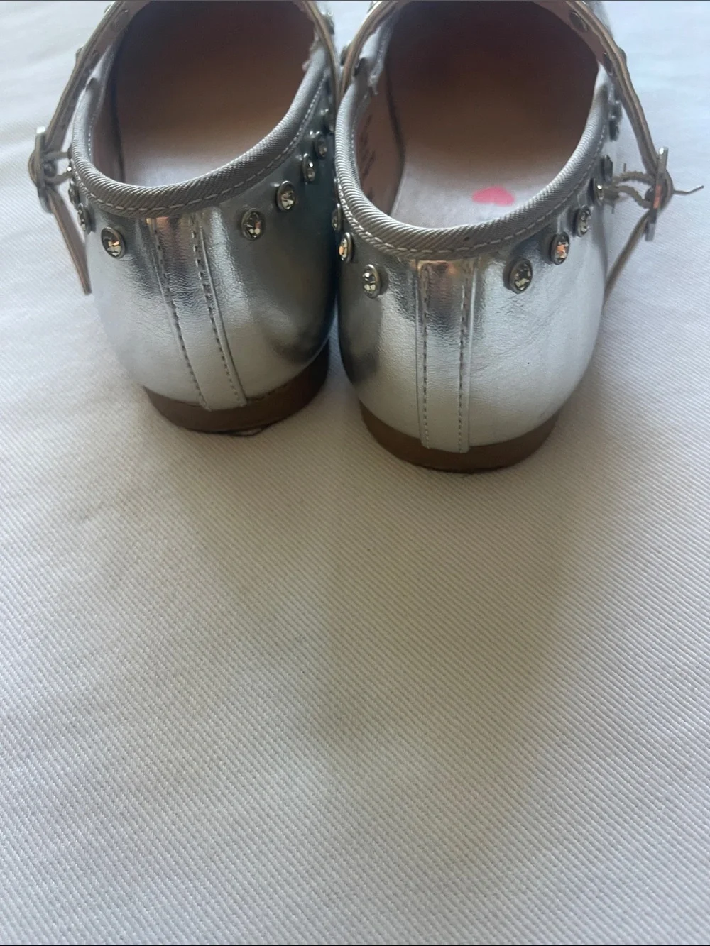 Steve Madden Kids Silver Mary Jane Studded Flats Size 2